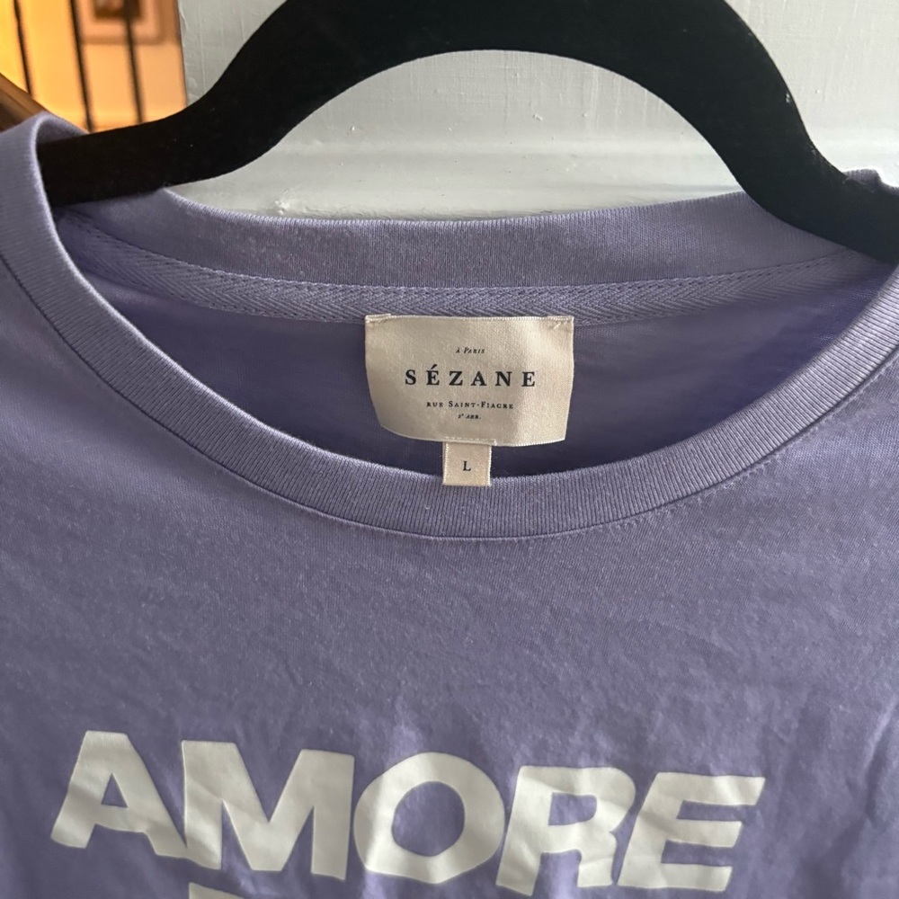 Sezane Amore Baci Pasta T-shirt Lilac Large - Picture 4 of 6